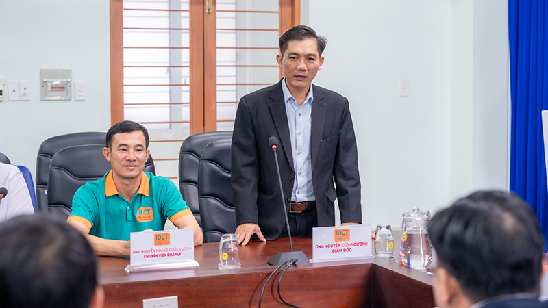 Ông Nguyễn Công Cường - Công ty TNHH Công nghệ Viễn thông Cường Thịnh phát biểu tại buổi ký kết